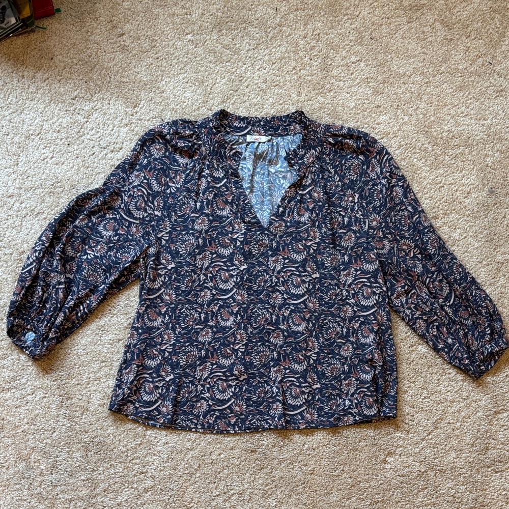 Faherty Like New Floral Portia  Blouse Top XS